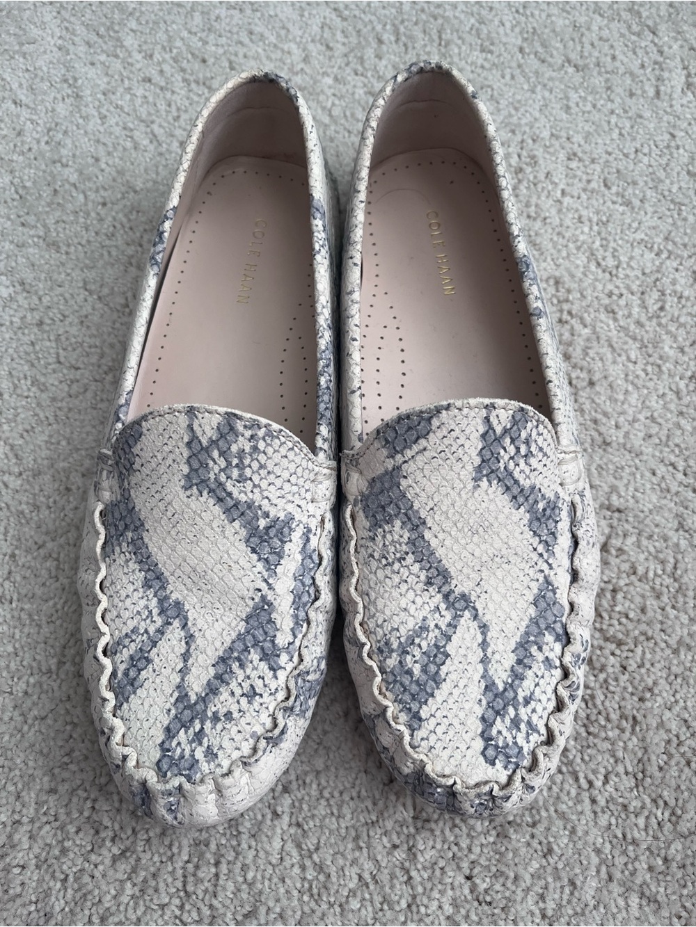 Cole Haan Women's Python Evelyn Leather Driver Loafers Sz 9